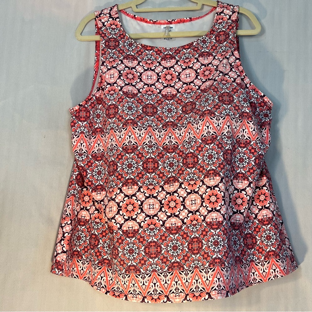 Land’s End Women’s Swim Top Built in Bra Blue & Pink Tankini 22W 👍